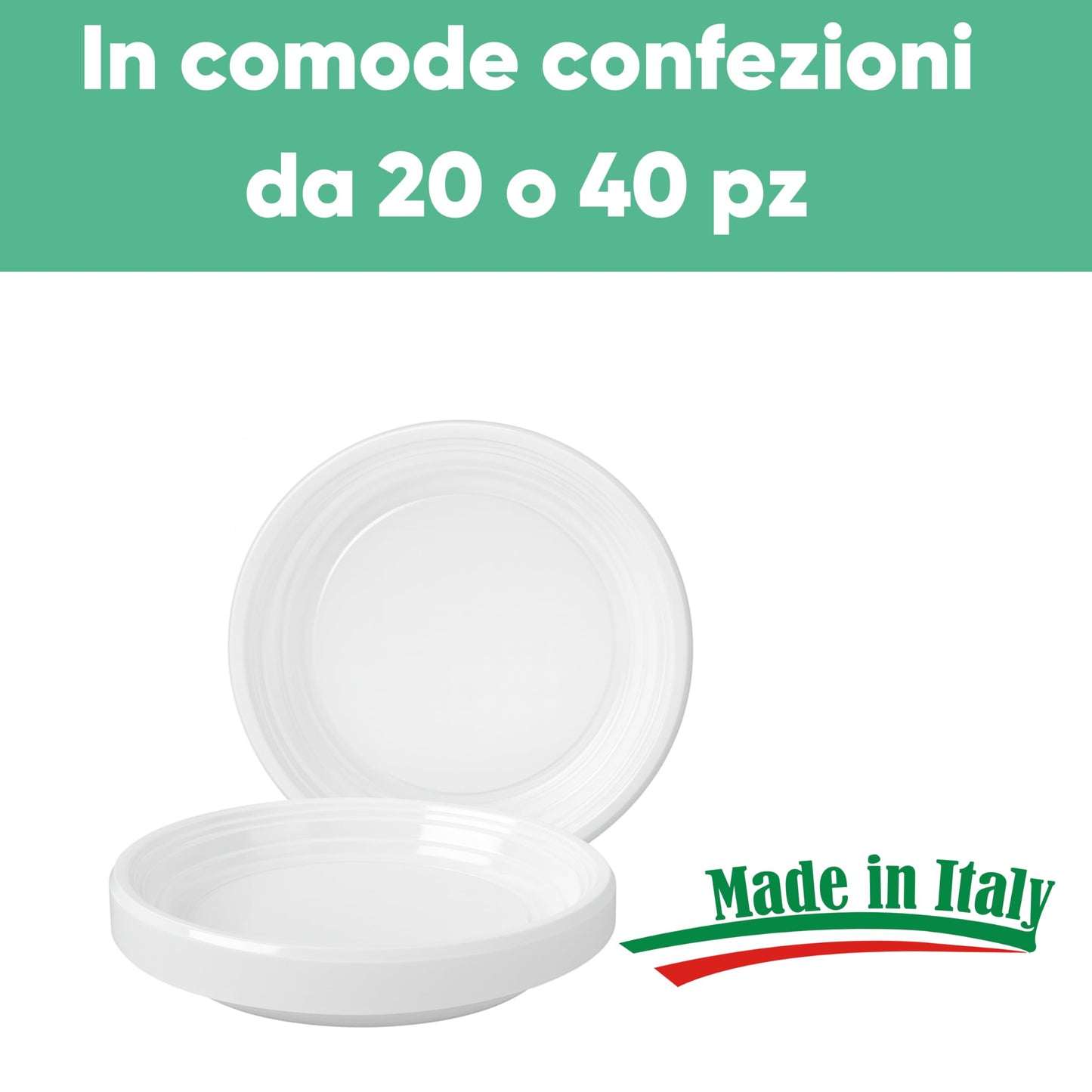 ecodrinks - 200 Piatti Fondi Bianchi da Ø21cm - RIUTILIZZABILI - Base Antiscivolo, Robusti e Lavabili - Ideali per Sagre, Feste, Eventi - Scelta Ecologica e Sostenibile