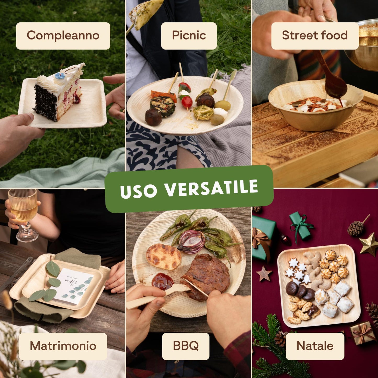 Leef® Piatti foglia di Palma [Ø 23 cm] piatti usa e getta come alternativa ai piatti carta [50 pz.] piatti di carta eleganti come piatti carta compleanno | piatti compostabili finger food