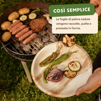 Leef® Piatti foglia di Palma [Ø 23 cm] piatti usa e getta come alternativa ai piatti carta [50 pz.] piatti di carta eleganti come piatti carta compleanno | piatti compostabili finger food
