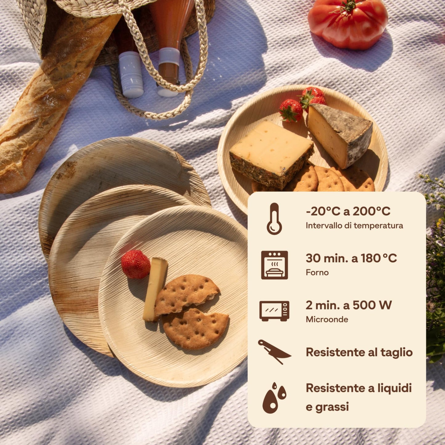 Leef® Piatti foglia di Palma [Ø 23 cm] piatti usa e getta come alternativa ai piatti carta [50 pz.] piatti di carta eleganti come piatti carta compleanno | piatti compostabili finger food