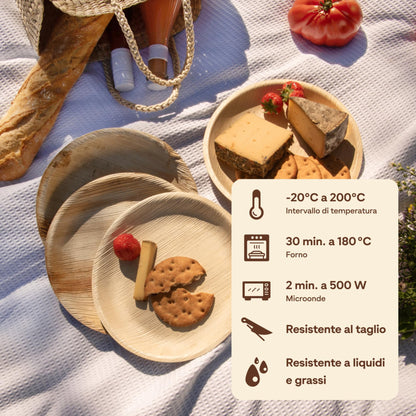 Leef® Piatti foglia di Palma [Ø 23 cm] piatti usa e getta come alternativa ai piatti carta [50 pz.] piatti di carta eleganti come piatti carta compleanno | piatti compostabili finger food