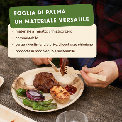 Leef® Piatti foglia di Palma [Ø 23 cm] piatti usa e getta come alternativa ai piatti carta [50 pz.] piatti di carta eleganti come piatti carta compleanno | piatti compostabili finger food